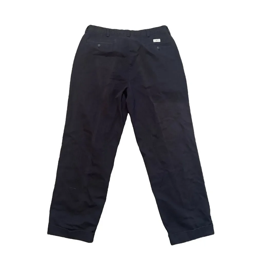 Polo Ralph Lauren Hammond Chino Men’s Black Pleated Cuffed Cotton Pants 34x30
